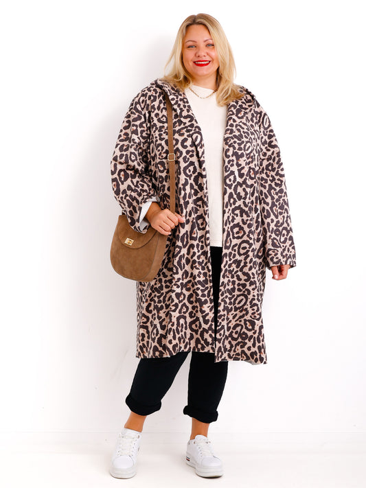 PIA Curvy Size leo Mantel - beige/schoko/camel