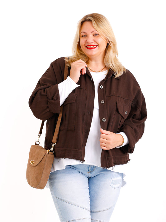 MABEL Jeansjacke  Curvy Size - schoko