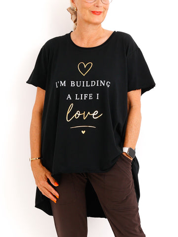 Oversize-Shirt SOFIA.S – Statement-Print mit edlen Goldakzenten – Gr. 38-46