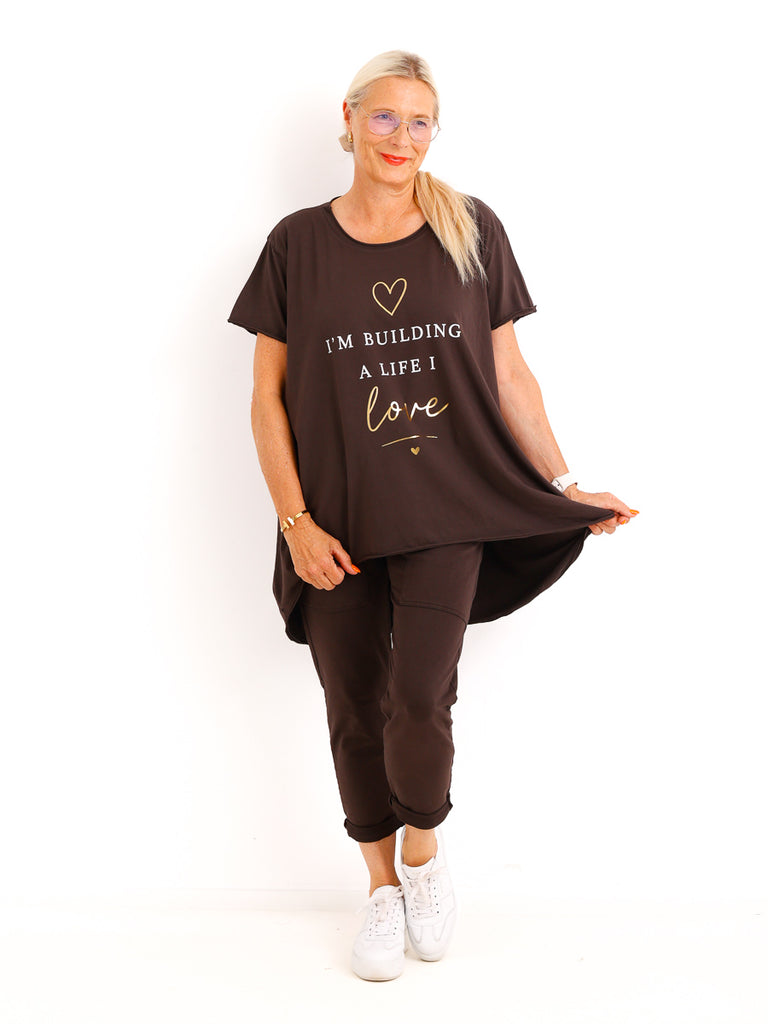 Oversize-Shirt SOFIA.S – Statement-Print mit edlen Goldakzenten – Gr. 38-46