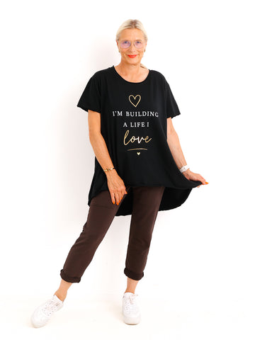Oversize-Shirt SOFIA.S – Statement-Print mit edlen Goldakzenten – Gr. 38-46