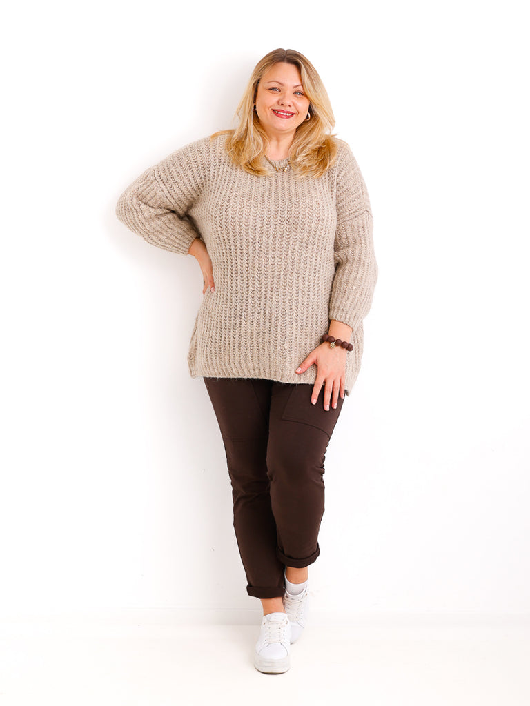 Curvy Size Strickpullover MEGAN.S – Flauschiger Grobstrick – Gr. 42–52