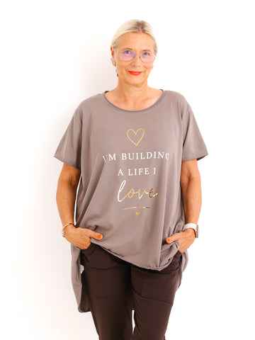 Oversize-Shirt SOFIA.S – Statement-Print mit edlen Goldakzenten – Gr. 38-46