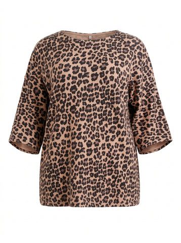 Curvy Size Feinstrick-Pullover MARISA – Flauschiger Leo-Look mit U-Boot-Ausschnitt – Gr. 44–50