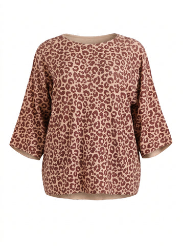 Curvy Size Feinstrick-Pullover MARISA – Flauschiger Leo-Look mit U-Boot-Ausschnitt – Gr. 44–50