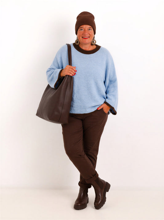 Curvy Size Pullover SORELL – Glattstrick mit kontrastfarbenen Abschlüssen – Gr. 44–50