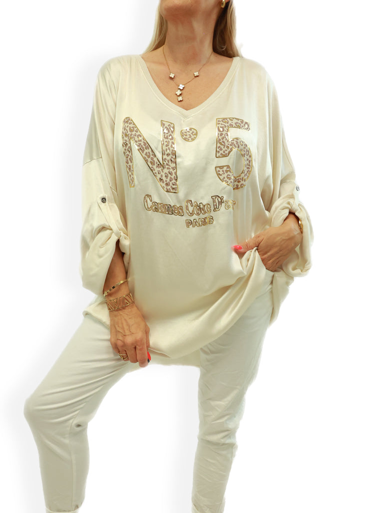 CANDY Plus Size Satin Longsleeve - beige