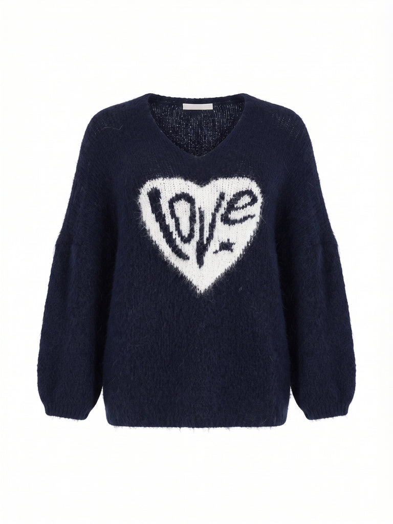 Curvy Pullover LUNESSA – Lässiger Longstyle mit Herz-Motiv – Gr. 42–50