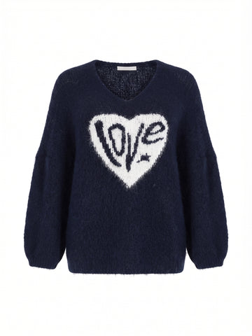 Curvy Pullover LUNESSA – Lässiger Longstyle mit Herz-Motiv – Gr. 42–50