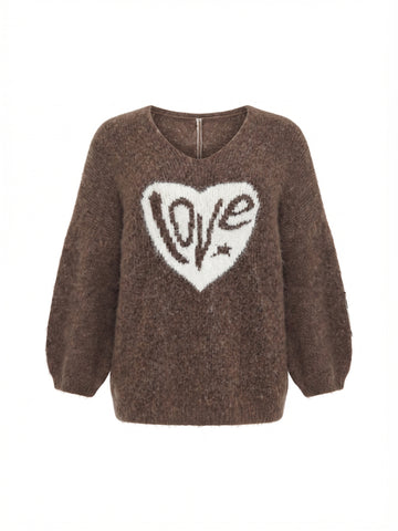 Curvy Pullover LUNESSA – Lässiger Longstyle mit Herz-Motiv – Gr. 42–50