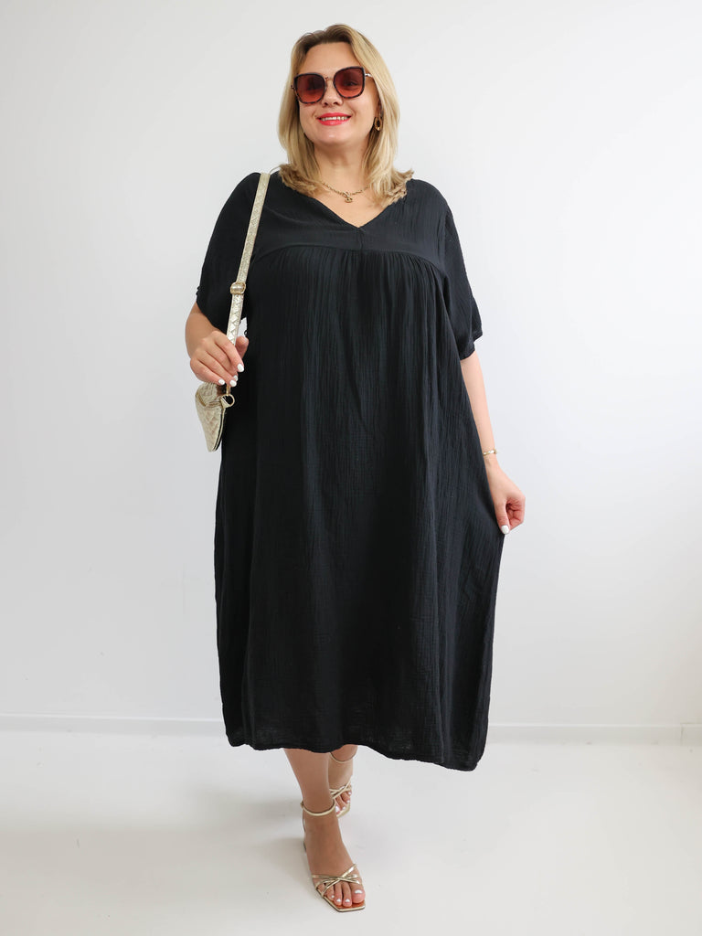 MAJA XXL Musselin Maxikleid - uni - verschiedene Farben