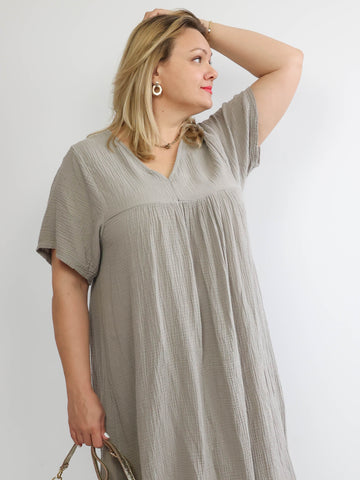 MAJA XXL Musselin Maxikleid - uni - verschiedene Farben