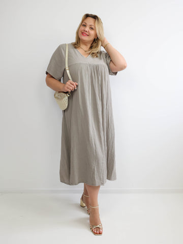 MAJA XXL Musselin Maxikleid - uni - verschiedene Farben