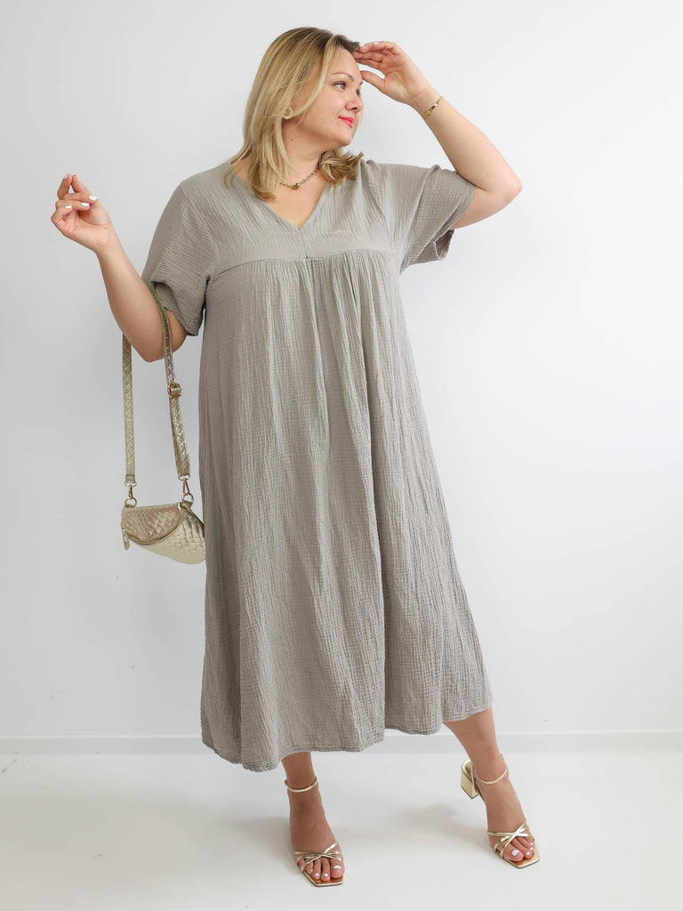 MAJA XXL Musselin Maxikleid - uni - verschiedene Farben