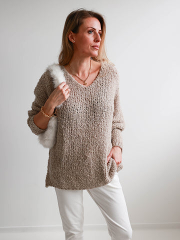 STEFFI Oversize Pullover - beige