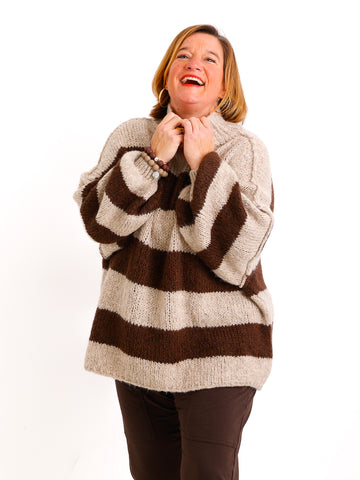 ALINA XXL Pullover - braun/beige