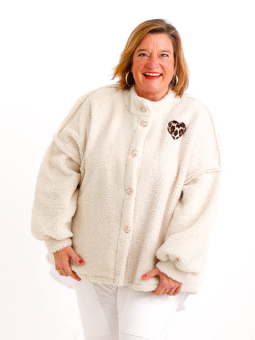HERZCHEN Oversize Teddy Jacke - beige