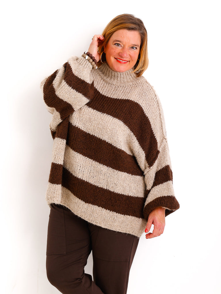 ALINA XXL Pullover - braun/beige