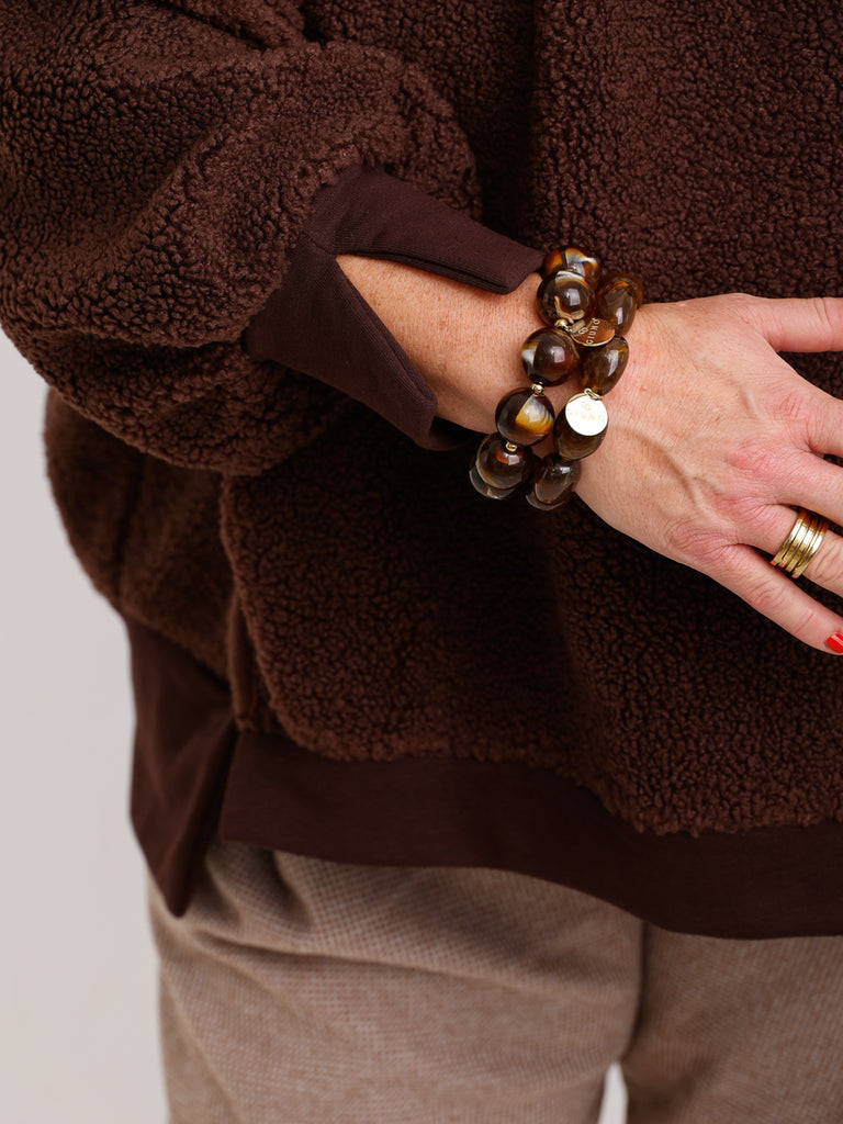 TINA Oversize Teddy Pullover - schoko