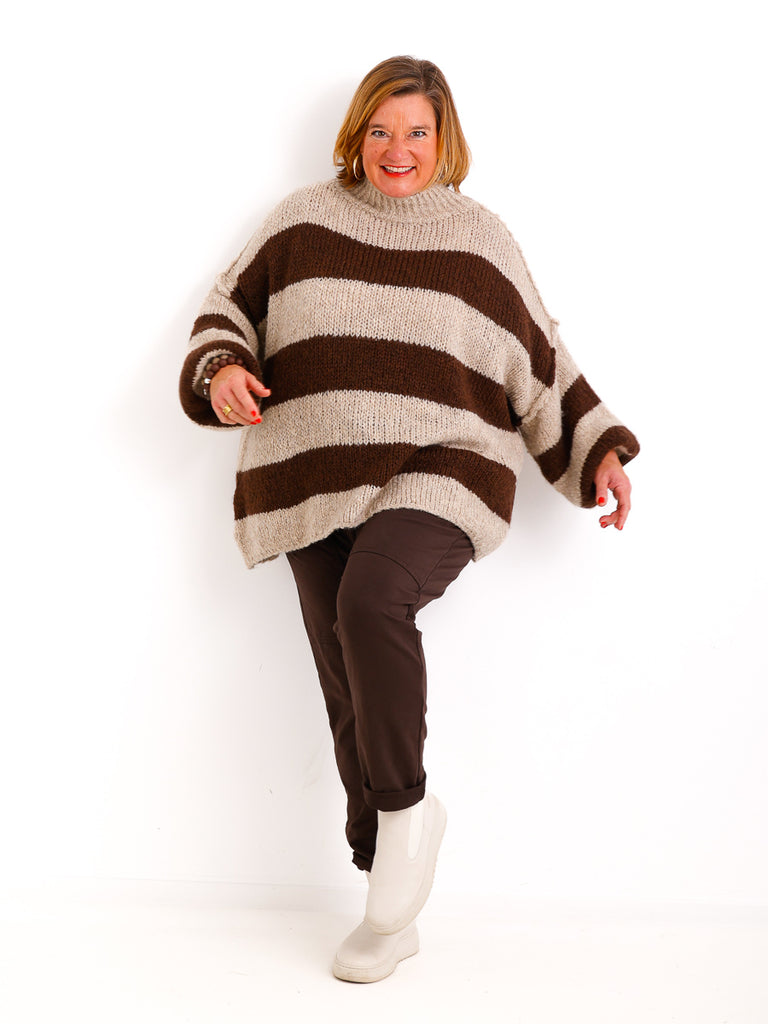 ALINA XXL Pullover - braun/beige