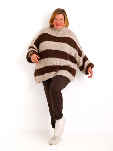 ALINA XXL Pullover - braun/beige