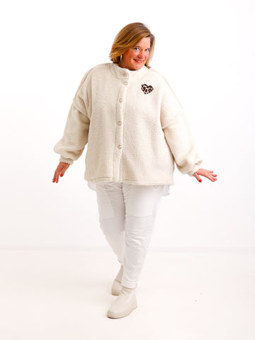 HERZCHEN Oversize Teddy Jacke - beige