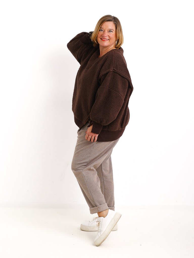 TINA Oversize Teddy Pullover - schoko