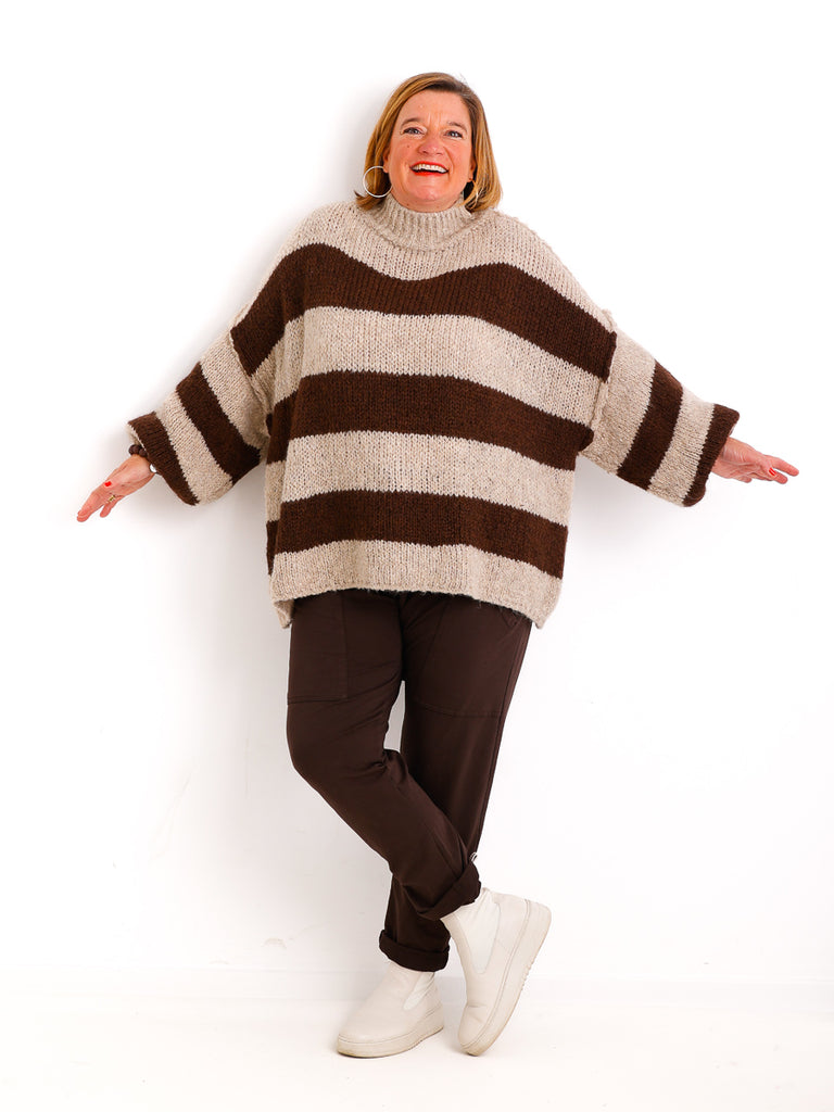 ALINA XXL Pullover - braun/beige