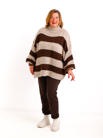 ALINA XXL Pullover - braun/beige