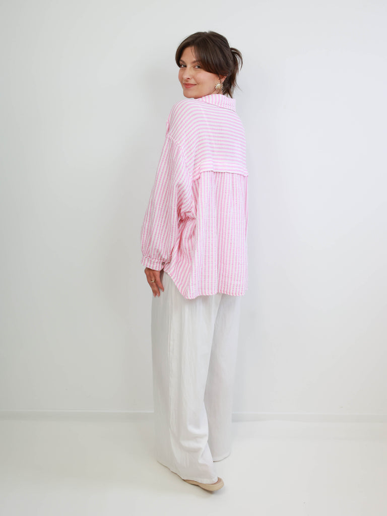 BEATE Bluse - rosa/offwhite gestreift
