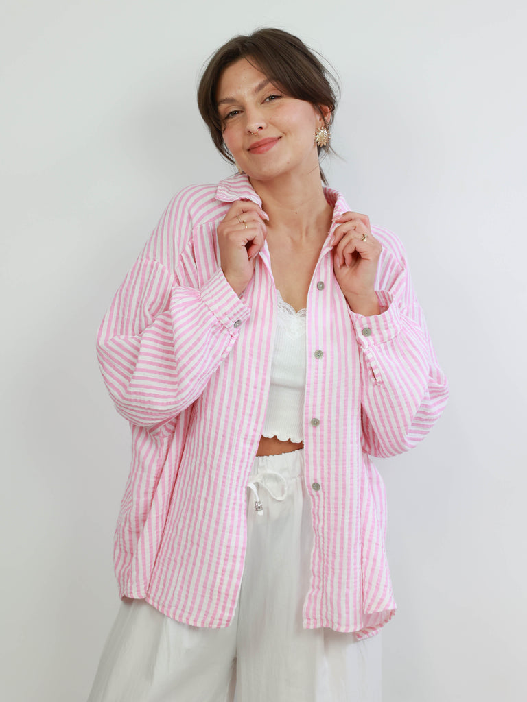 BEATE Bluse - rosa/offwhite gestreift