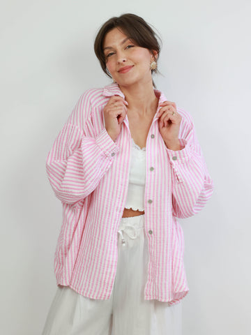 BEATE Bluse - rosa/offwhite gestreift