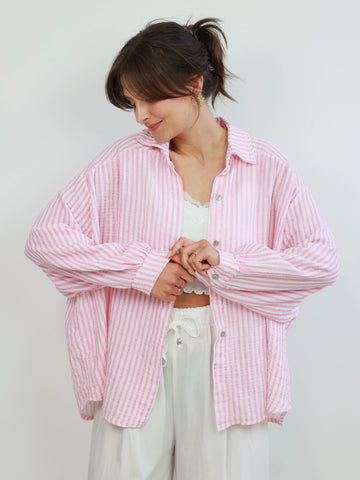 BEATE Bluse - rosa/offwhite gestreift