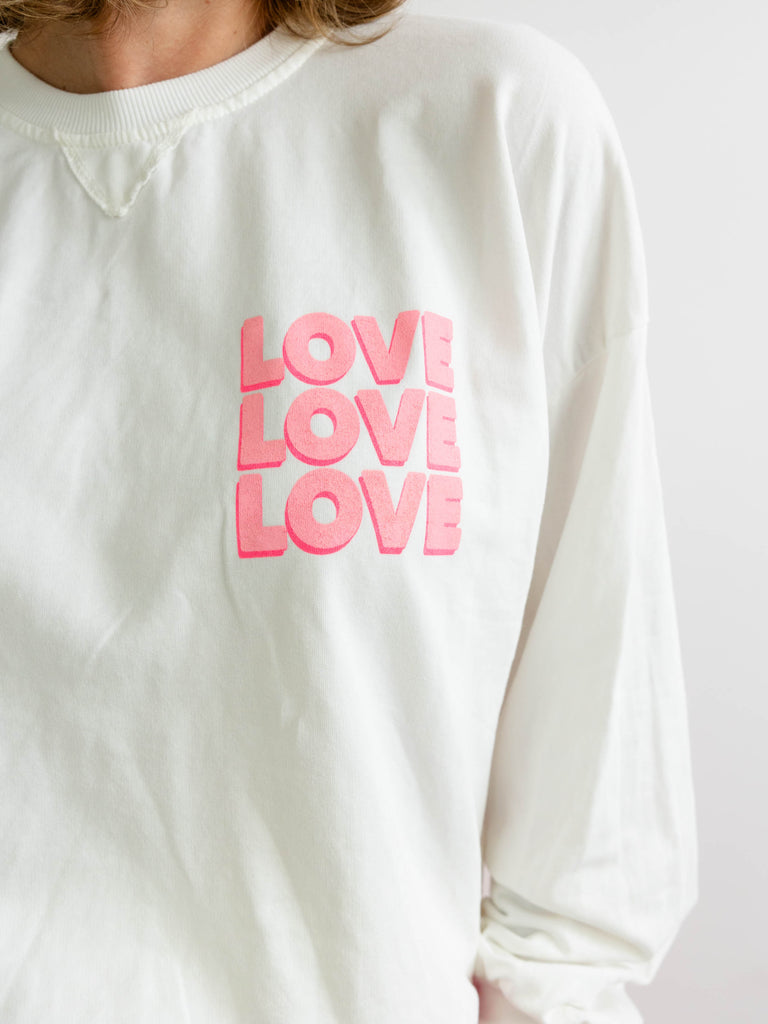 LOVE Oversize Sweatshirt - weiß/pink