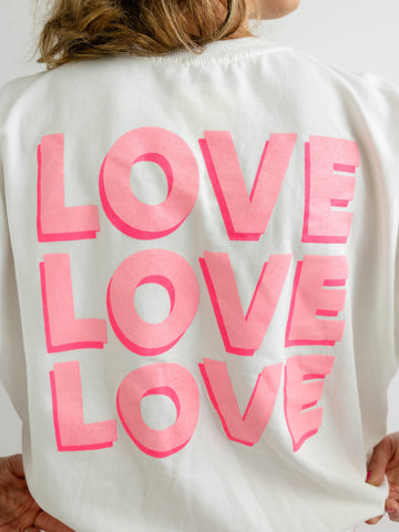 LOVE Oversize Sweatshirt - weiß/pink