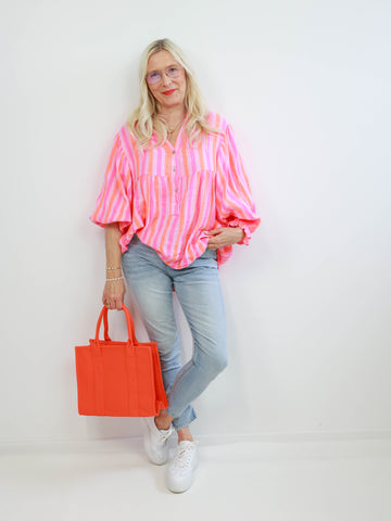 KIRA Musselin Bluse - rosa/orange