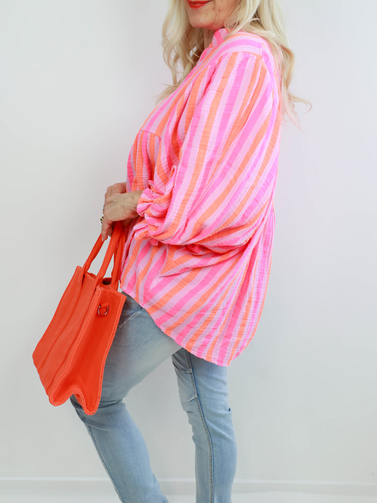 KIRA Musselin Bluse - rosa/orange
