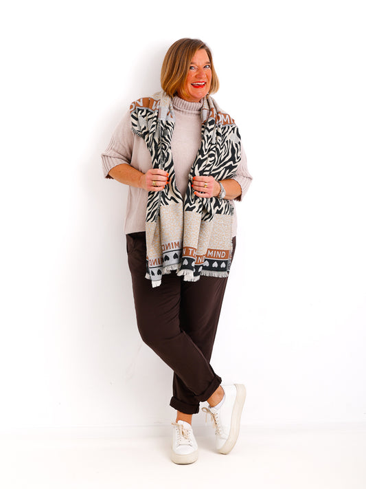 LOVE Schal - schwarz/beige/camel