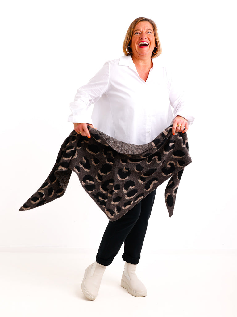 LARA Schal - taupe/schwarz/beige