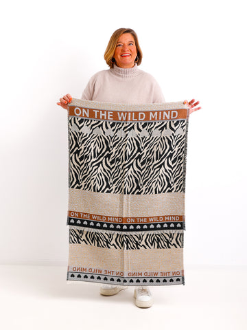 LOVE Schal - schwarz/beige/camel