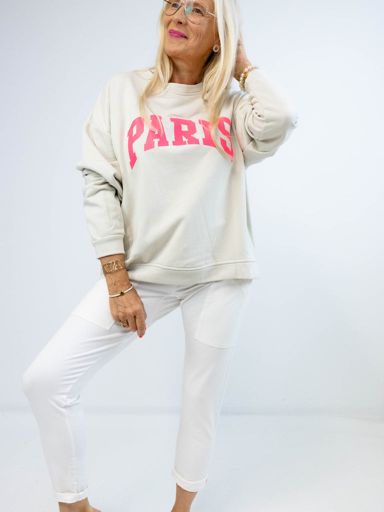 PARIS Oversize Sweatshirt  - beige/pink