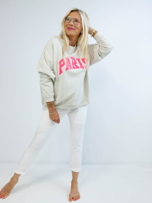 PARIS Oversize Sweatshirt  - beige/pink