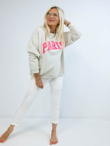 PARIS Oversize Sweatshirt  - beige/pink