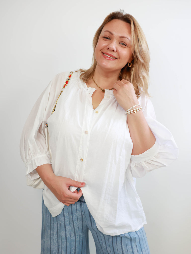 ANNE Oversize Bluse - weiß