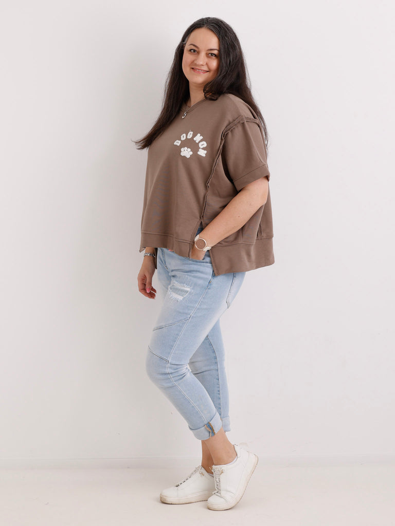 Kurzarm-Sweatshirt DOGMOM.S – One Size Gr. 38-48