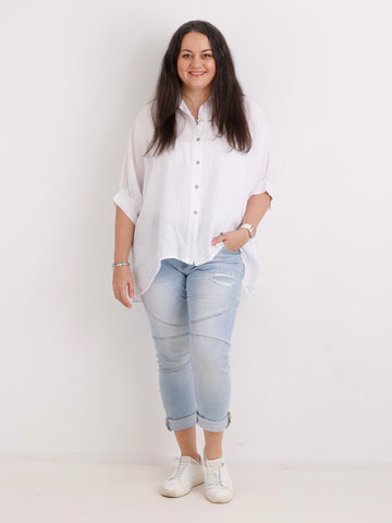 Oversize Leinen-Bluse MAGGIE.S Gr. 40-50
