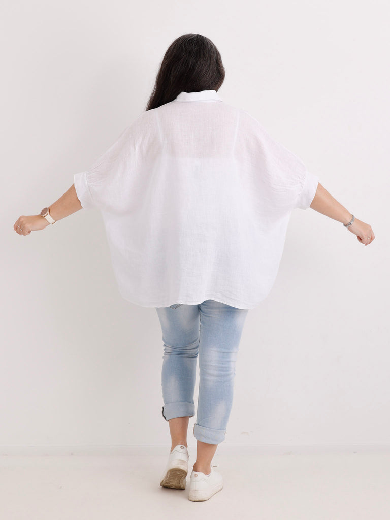 Oversize Leinen-Bluse MAGGIE.S Gr. 40-50