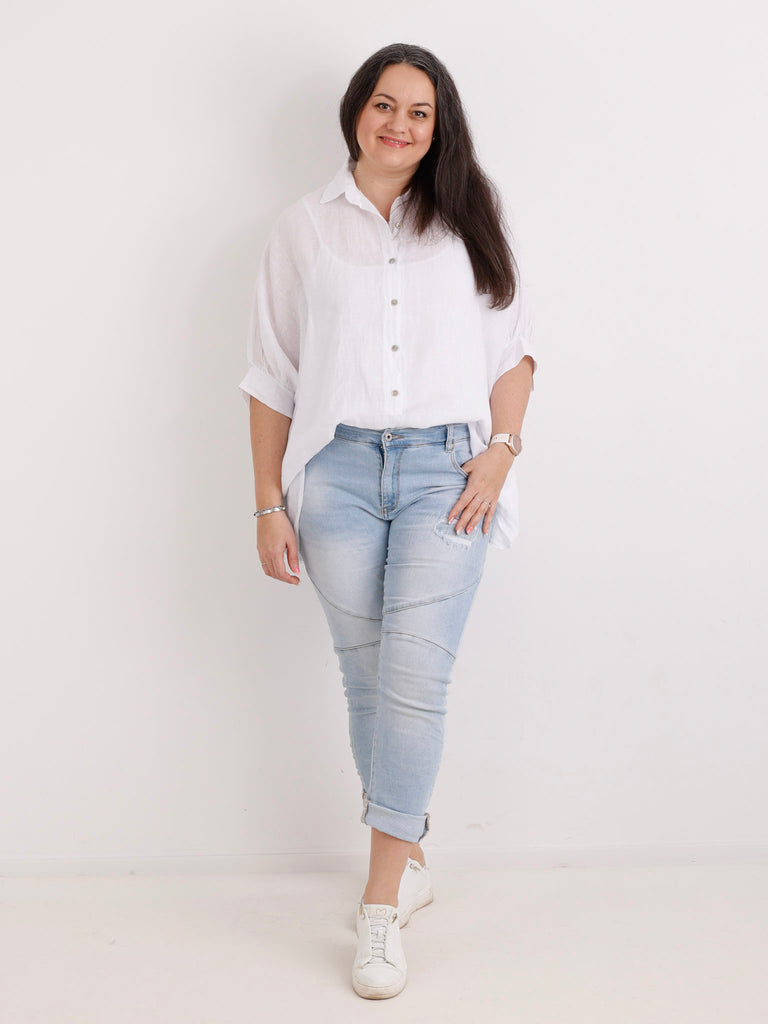 Oversize Leinen-Bluse MAGGIE.S Gr. 40-50