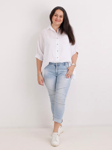 Oversize Leinen-Bluse MAGGIE.S Gr. 40-50