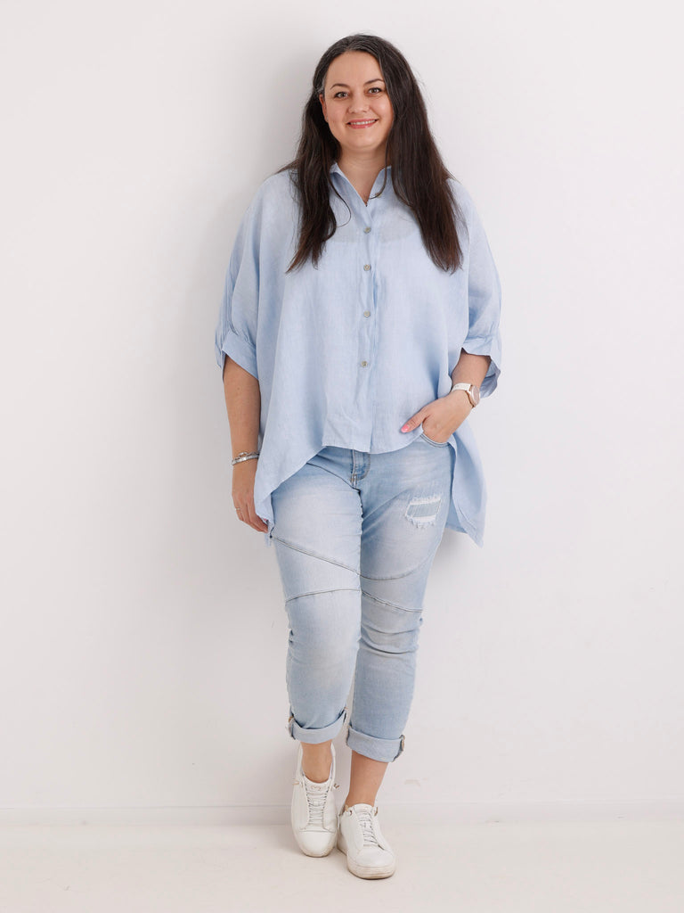 Oversize Leinen-Bluse MAGGIE.S Gr. 40-50